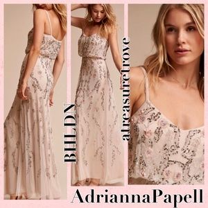 Adrianna Papell BHLDN Tribute 10/M Pink Beaded Sequin Formal MOB Prom Bridesmaid